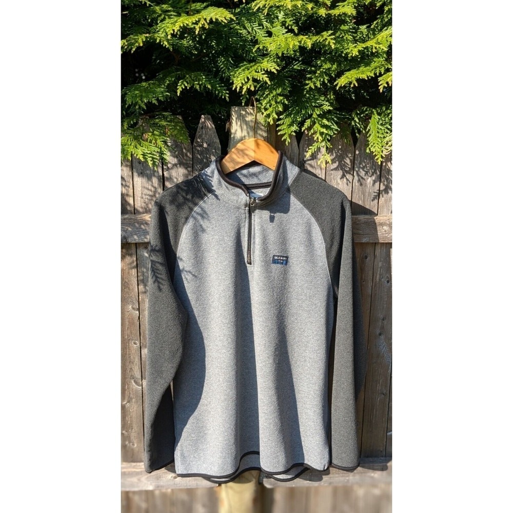 Old Navy‎ Men's L Quarter Zip Fleece Pullover Gray Charcoal Raglan Gorpcore